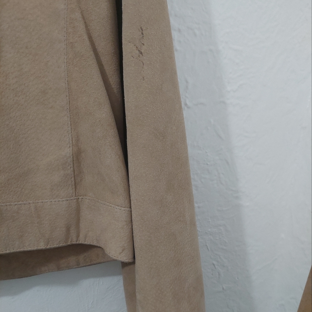 Women's Suede Jacket - Vintage Smart Set Large Camel Colour - Picture 5 of 7